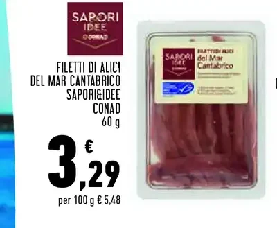 Filetti di alici del Mar Cantabrico Sapori&Idee Conad 60 g