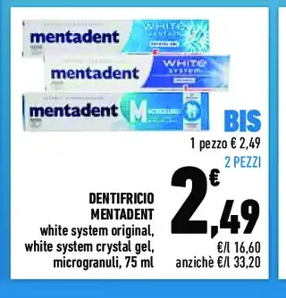 Dentifricio Mentadent
