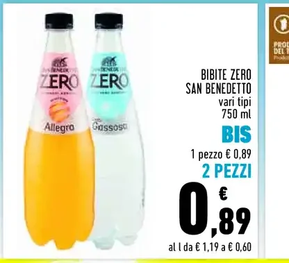 Bibite zero San Benedetto vari tipi 750 ml