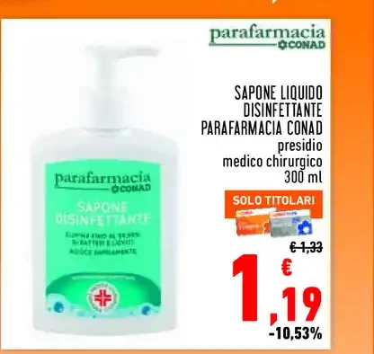 Sapone liquido disinfettante Parafarmacia Conad