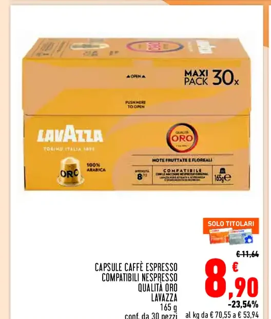 Capsule caffè espresso compatibili Nespresso Qualità Oro Lavazza