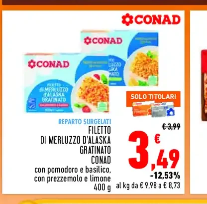 Filetto di merluzzo d'Alaska gratinato Conad