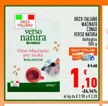 Orzo italiano macinato Conad Verso Natura biologico