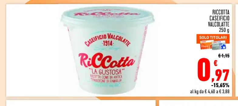 Ricotta Caseificio Valcolatte
