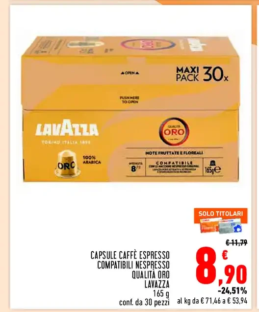 Capsule caffè espresso compatibili Nespresso Qualità Oro Lavazza