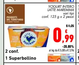 Yogurt intero Latte Maremma vari tipi conf. 125 g x 2 pezzi