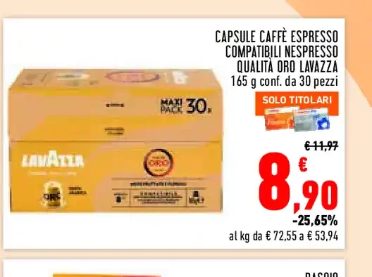 Capsule caffè espresso compatibili Nespresso Qualità Oro Lavazza