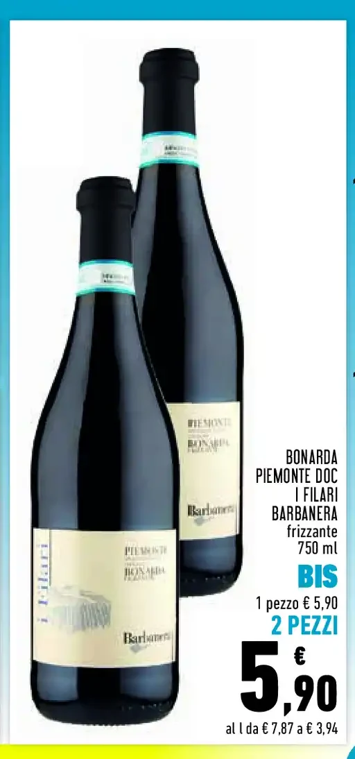 Bonarda Piemonte DOC Il Filari Barbànbera frizzante 750 ml
