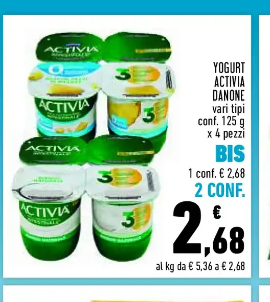 Yogurt Activia Danone vari tipi 125 g x 4