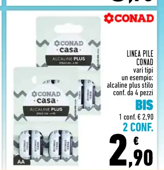 Pile alcaline plus Conad Casa