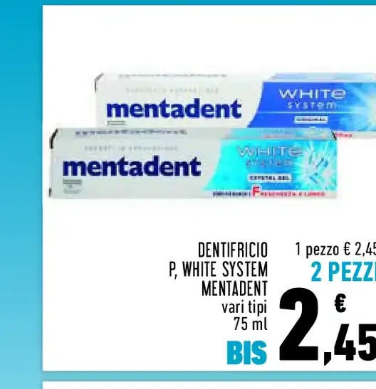 Dentifricio Mentadent P White System 75 ml