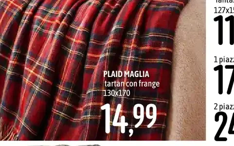 Plaid maglia tartan con frange