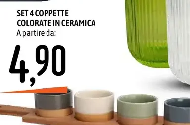 Set 4 coppette colorate in ceramica