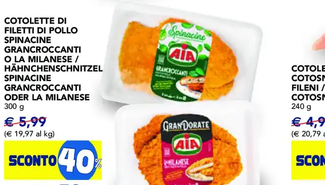 Costolette di filetti di pollo spinacine