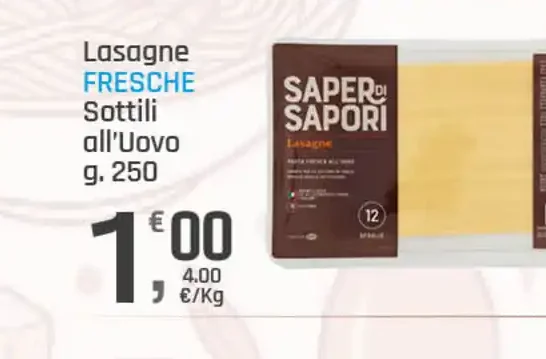 Lasagne fresche sottili all'uovo
