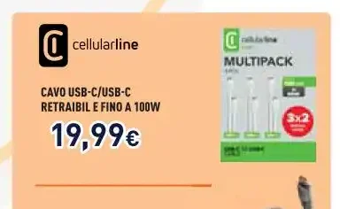 Cavo USB-C/USB-C retrattile 100W