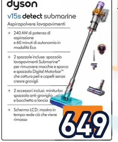 Aspirapolvere lavapavimenti V15s Detect Submarine