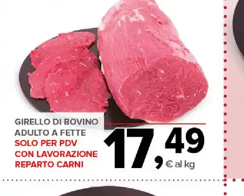 Girello di bovino adulto a fette