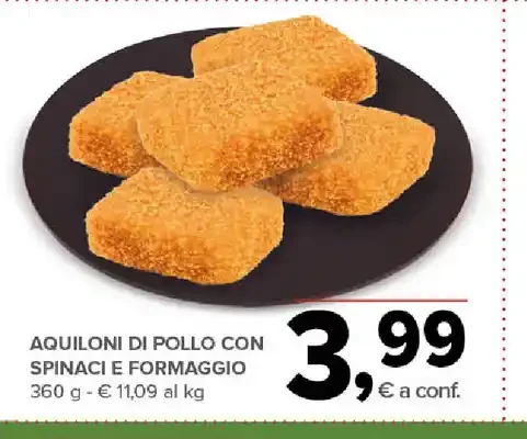 Aquiloni di pollo con spinaci e formaggio
