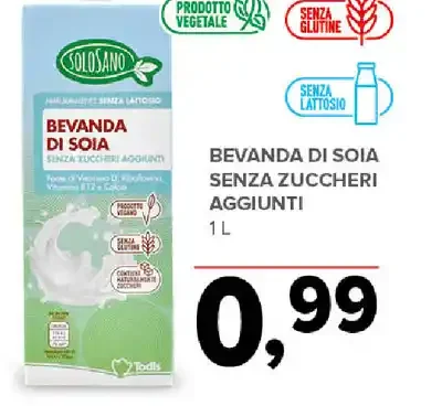 Bevanda di soia senza zuccheri aggiunti
