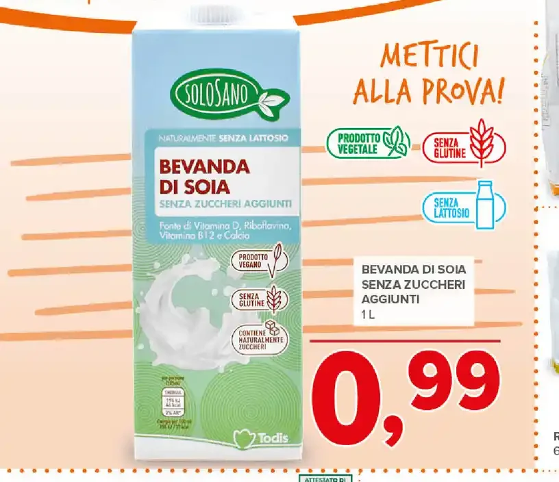 Bevanda di soia senza zuccheri aggiunti