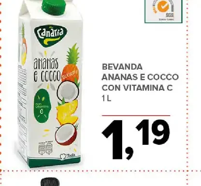 Bevanda ananas e cocco con vitamina C
