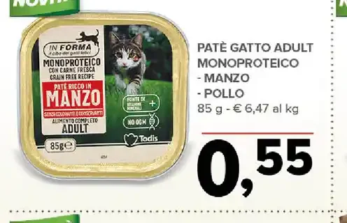 Paté gatto adulto monoproteico manzo-pollo