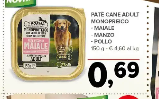 Paté cane adulto monoproteico maiale-manzo-pollo