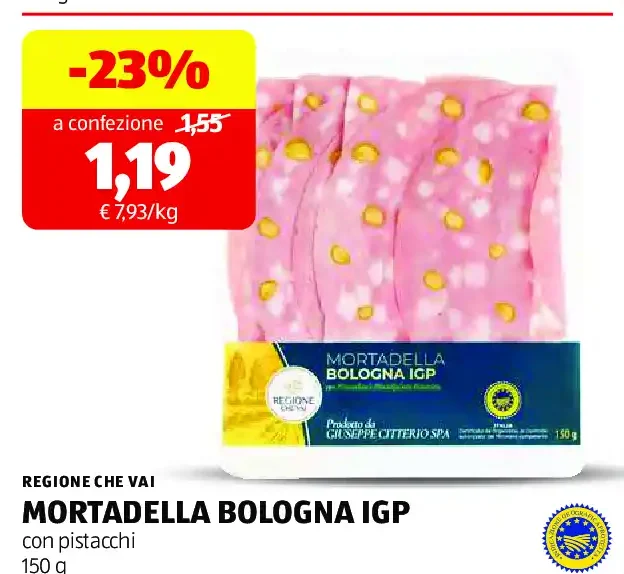Mortadella Bologna IGP con pistacchi