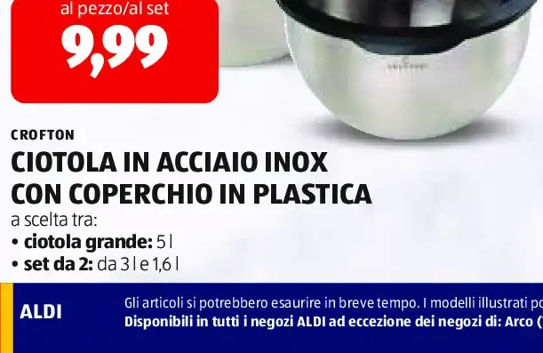 Ciotola in acciaio inox con coperchio in plastica