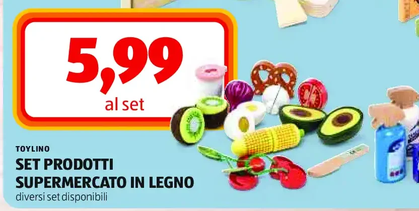 Set prodotti supermercato in legno