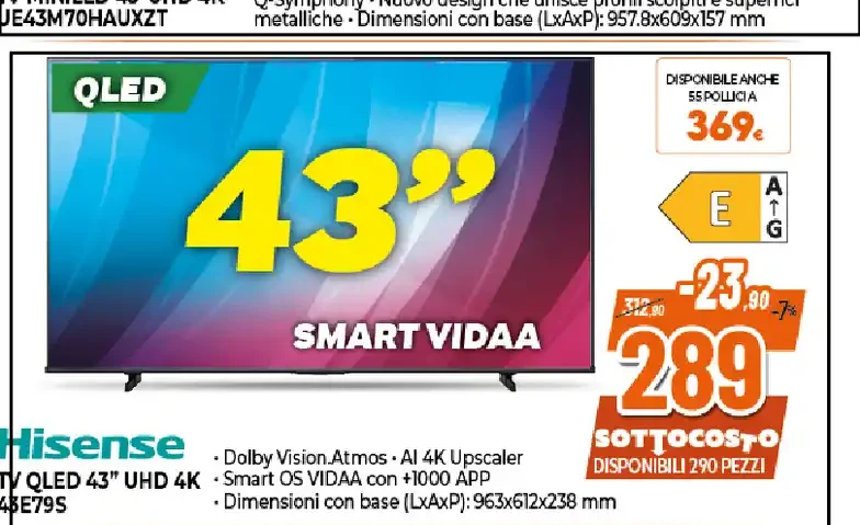 TV QLED Hisense 43 pollici