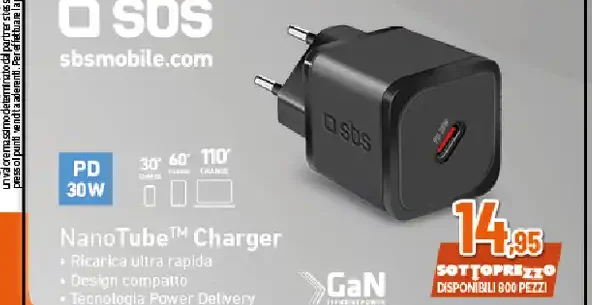 SBS NanoTube Charger GaN 30W