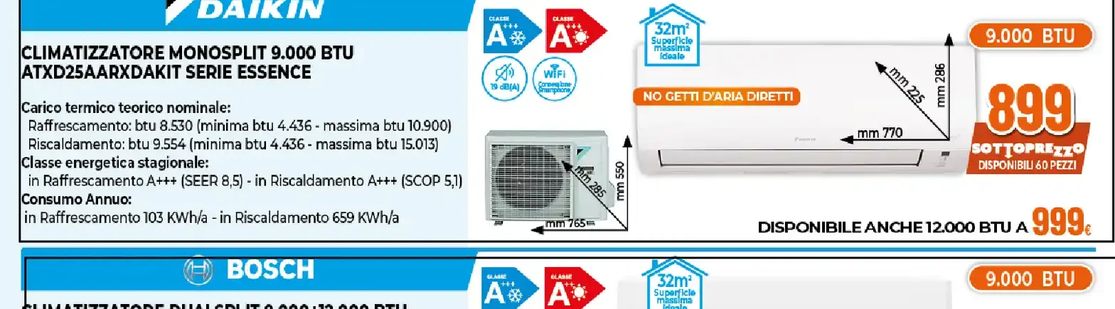 Climatizzatore monosplit 9000 BTU