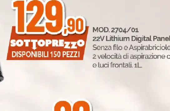 Aspirapolvere 22V Lithium Digital Panel