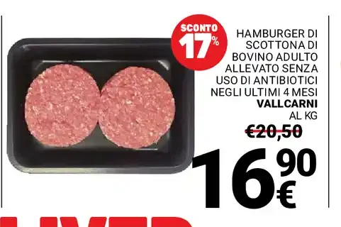 Hamburger di scottona di bovino adulto