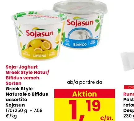 Greek Style Naturale o Bifidus Sojasun