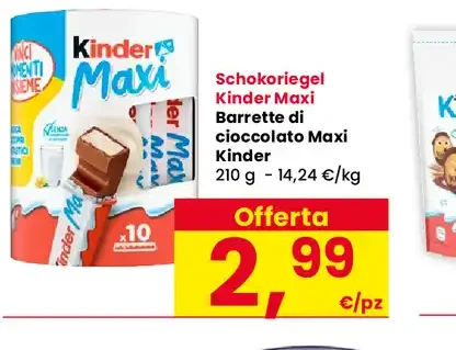 Barrette di cioccolato Kinder Maxi
