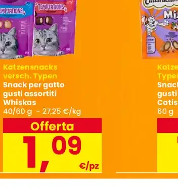 Snack per gatto gusti assortiti Whiskas