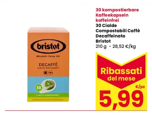Capsule caffè decaffeinato Bristot