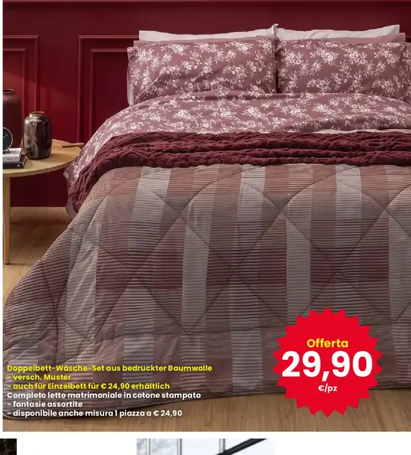 Completo letto matrimoniale in cotone stampato