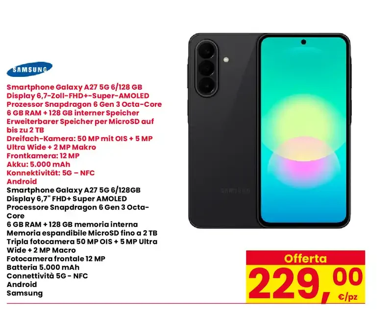 Smartphone Galaxy A27 5G 6/128 GB
