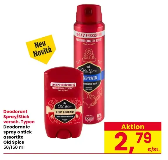 Deodorante spray o stick Old Spice assortito