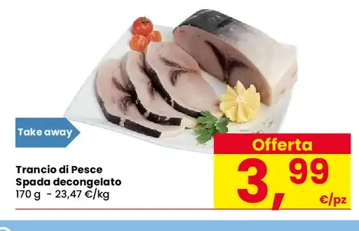 Trancio di pesce spada decongelato