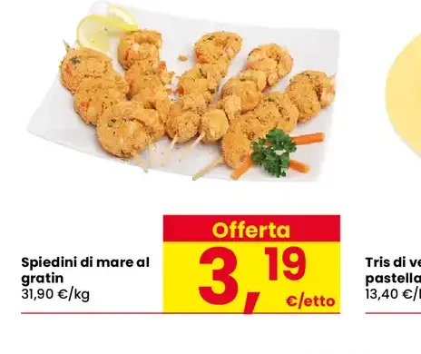 Spiedini di mare al gratin