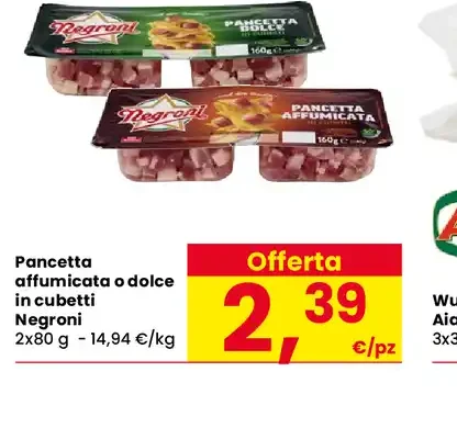 Pancetta affumicata o dolce in cubetti Negroni
