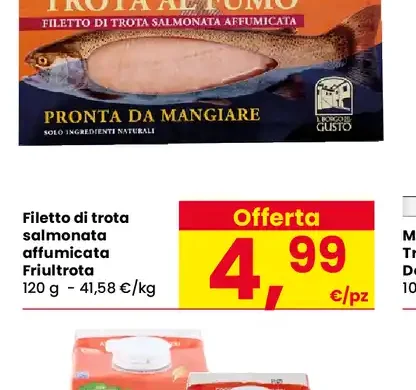 Filetto di trota salmonata affumicata Friultrota