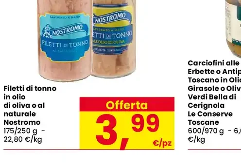 Filetti di tonno in olio di oliva o al naturale Nostromo