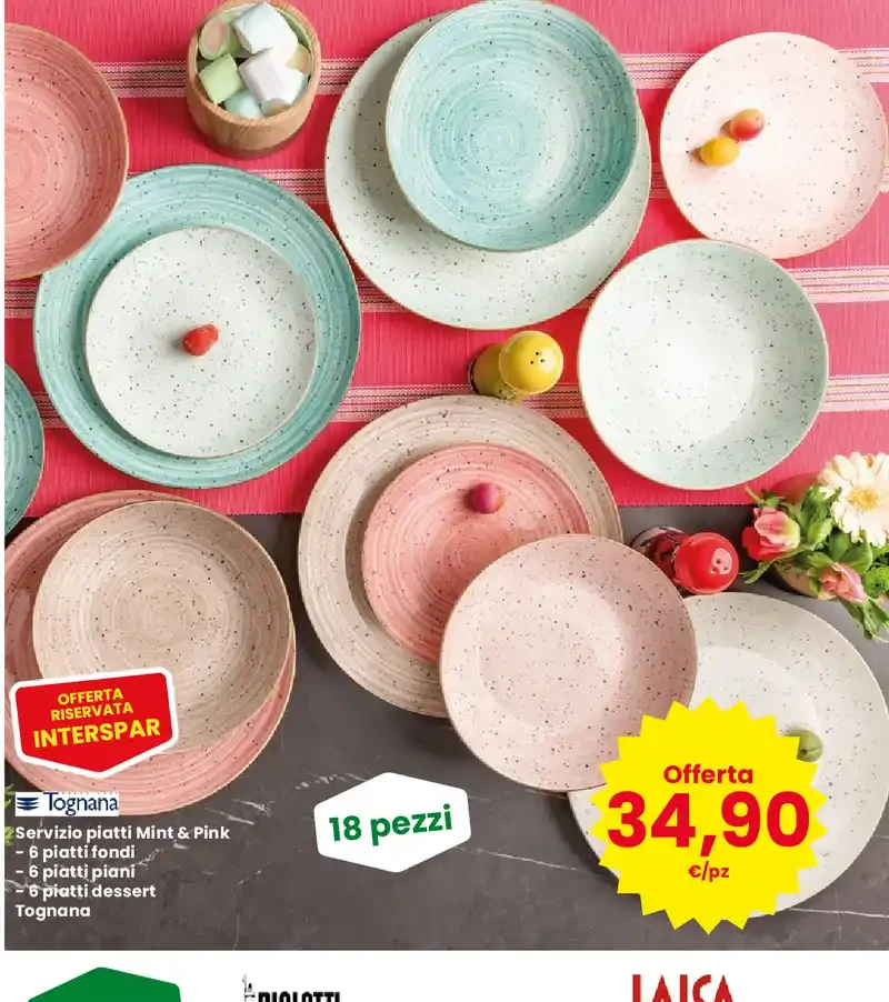 Servizio piatti Mint & Pink Tognana