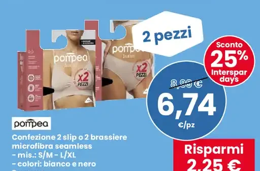 Confezione 2 slip o 2 brasserie microfibra seamless